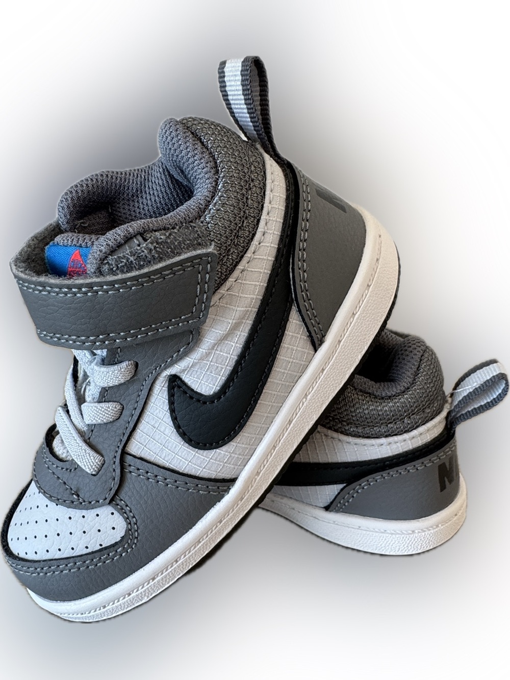 Nike Toddler Gray, White and Black High-Top Sneaker - Kids Size 8c
